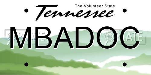MBADOC Tennessee License Plate