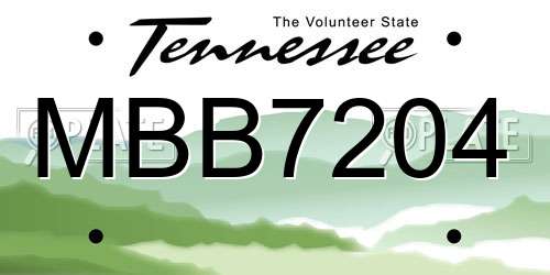 MBB7204 Tennessee License Plate