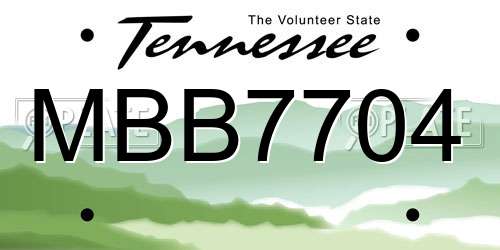 MBB7704 Tennessee License Plate