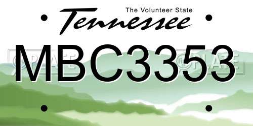 MBC3353 Tennessee License Plate