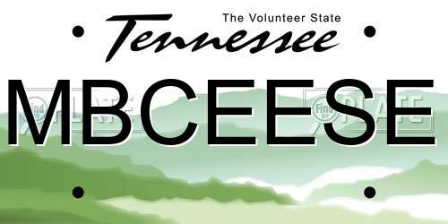 MBCEESE Tennessee License Plate