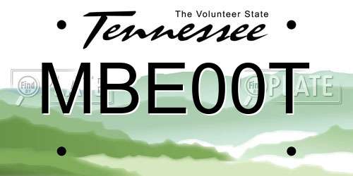 MBE00T Tennessee License Plate
