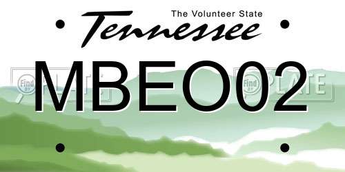 MBEO02 Tennessee License Plate