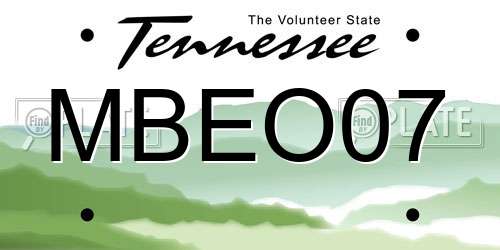 MBEO07 Tennessee License Plate