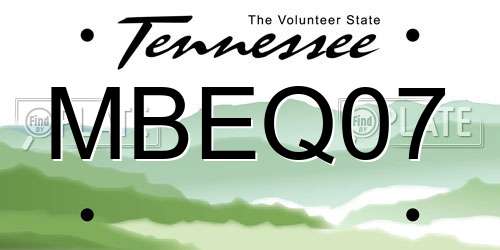 MBEQ07 Tennessee License Plate