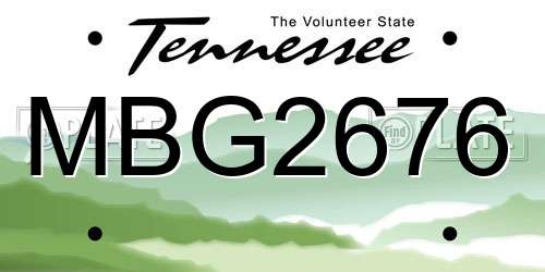MBG2676 Tennessee License Plate