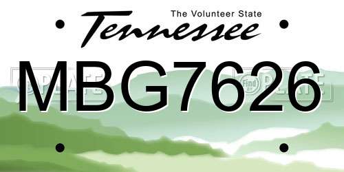 MBG7626 Tennessee License Plate