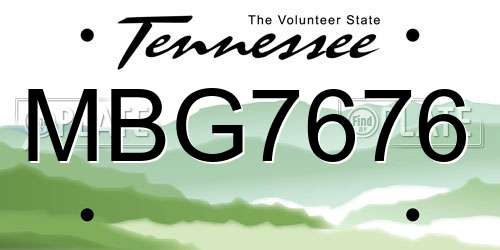 MBG7676 Tennessee License Plate