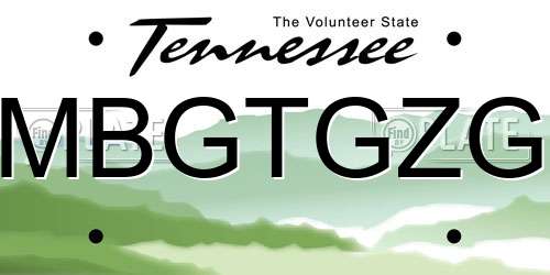 MBGTGZG Tennessee License Plate