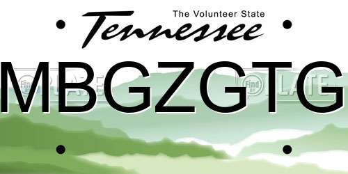 MBGZGTG Tennessee License Plate
