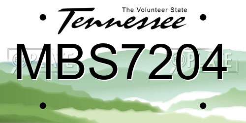 MBS7204 Tennessee License Plate