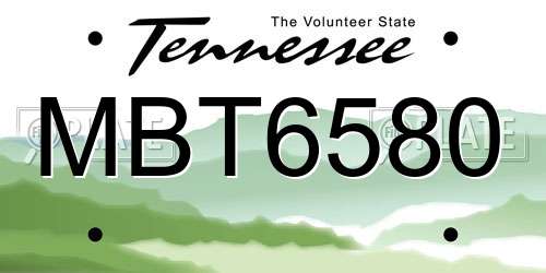 MBT6580 Tennessee License Plate