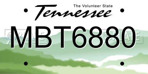 MBT6880 Tennessee License Plate