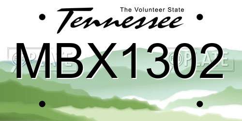 MBX1302 Tennessee License Plate