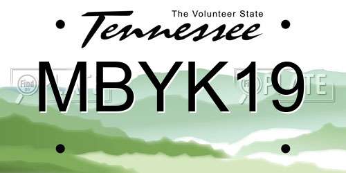 MBYK19 Tennessee License Plate