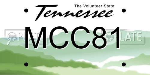 MCC81 Tennessee License Plate