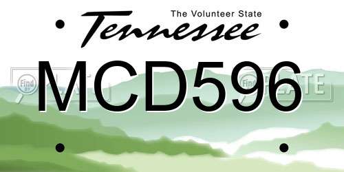 MCD596 Tennessee License Plate