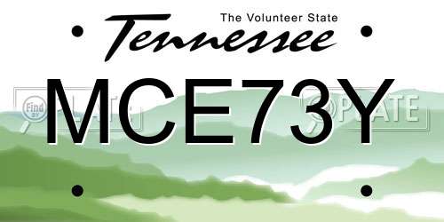 MCE73Y Tennessee License Plate