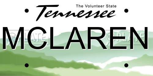 MCLAREN Tennessee License Plate