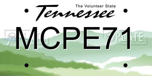 MCPE71 Tennessee License Plate