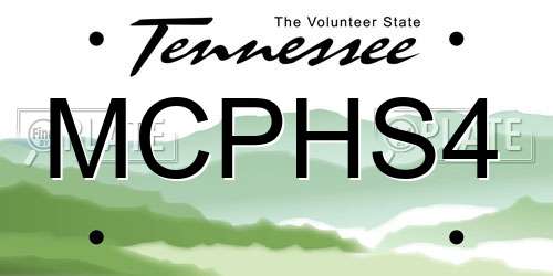 MCPHS4 Tennessee License Plate