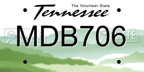 MDB706 Tennessee License Plate