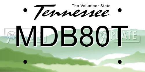 MDB80T Tennessee License Plate
