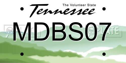 MDBS07 Tennessee License Plate
