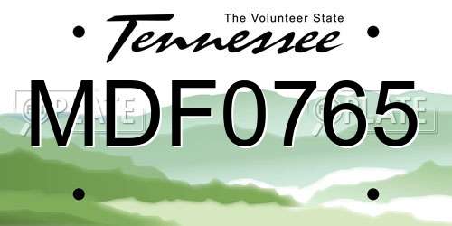 MDF0765 Tennessee License Plate