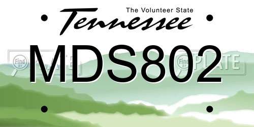 MDS802 Tennessee License Plate