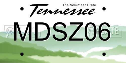 MDSZ06 Tennessee License Plate