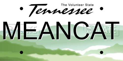 MEANCAT Tennessee License Plate