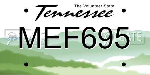 MEF695 Tennessee License Plate