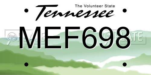 MEF698 Tennessee License Plate