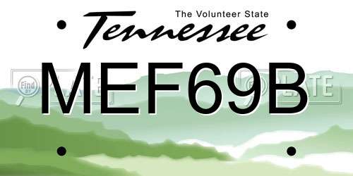 MEF69B Tennessee License Plate