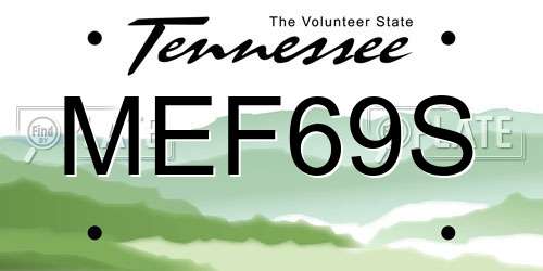 MEF69S Tennessee License Plate