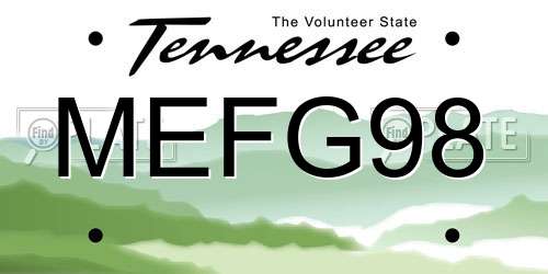MEFG98 Tennessee License Plate