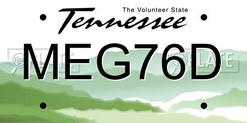 MEG76D Tennessee License Plate