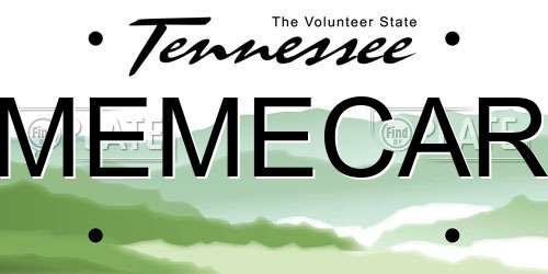 MEMECAR Tennessee License Plate
