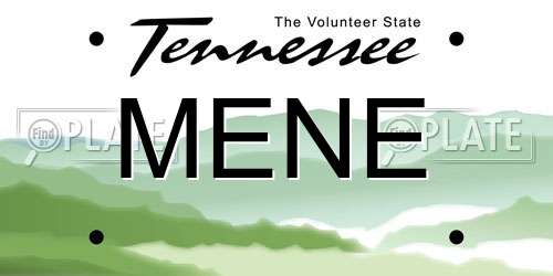 MENE Tennessee License Plate
