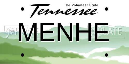 MENHE Tennessee License Plate