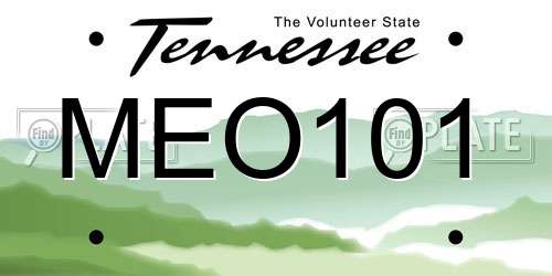 MEO101 Tennessee License Plate
