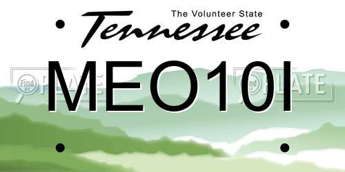 MEO10I Tennessee License Plate