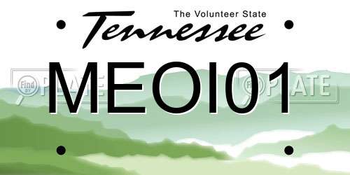 MEOI01 Tennessee License Plate