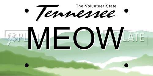 MEOW Tennessee License Plate