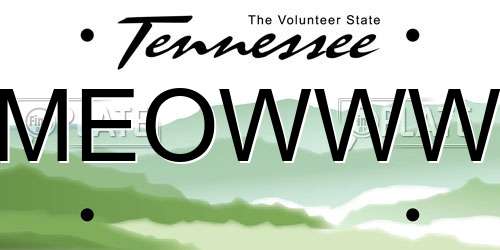 MEOWWW Tennessee License Plate