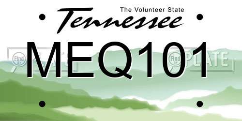 MEQ101 Tennessee License Plate