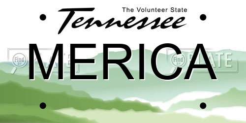 MERICA Tennessee License Plate