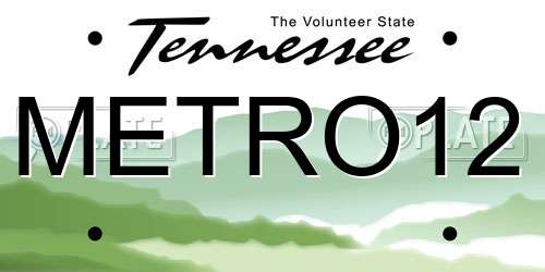 METRO12 Tennessee License Plate