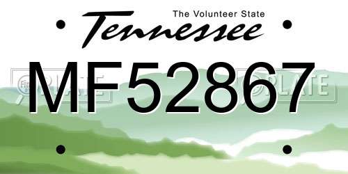 MF52867 Tennessee License Plate